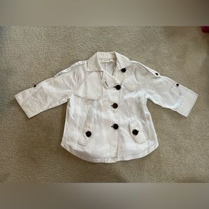 Chico’s Linen Cropped Trench Jacket - White - 100% Linen - Size:1